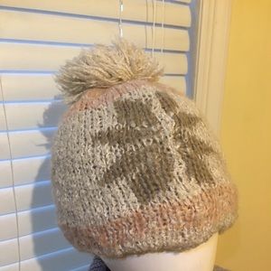 Fleece Lined Snowflake Pom Pom Hat Winter Beanie